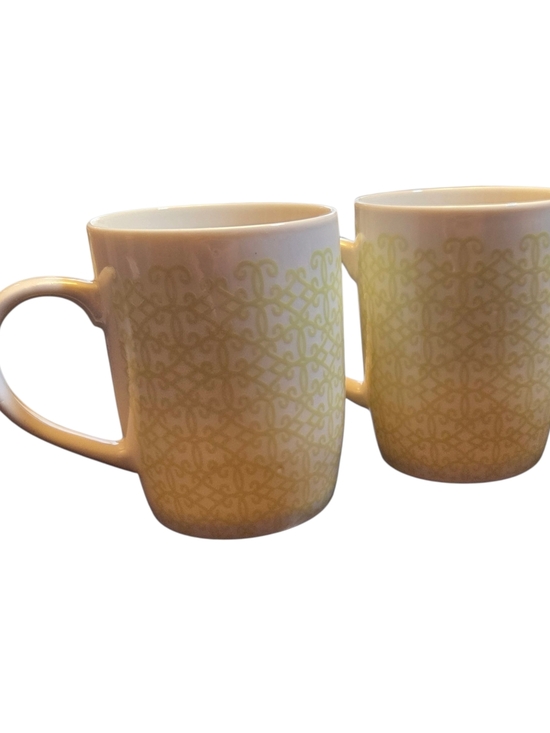 Starbucks Other - $20 Starbucks 2015 Yellow Green Filigree Mugs - Set of 2